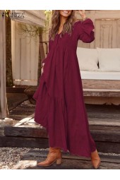 Bohemian Maxi Spring Sundress: Elegant, Casual, Ruffled Shirt Dress