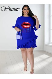 Summer Sweetness: Elegant Mini Dress with Short Sleeves and Luscious Lips