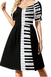 Melody & Elegance: Piano Keyboard Evening Dress