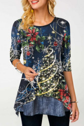 Christmas Round Neck Long Sleeve T-Shirt