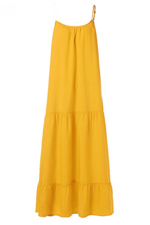 Spaghetti Strap Sleeveless Ruffle Tiered Plus Size Maxi Dress