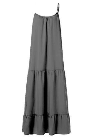 Spaghetti Strap Sleeveless Ruffle Tiered Plus Size Maxi Dress