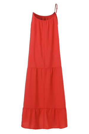 Spaghetti Strap Sleeveless Ruffle Tiered Plus Size Maxi Dress