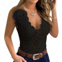 Floral Lace See-Through V-Neck Sleeveless Plus Size Bodysuit