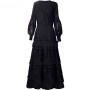 Floral Embroidery V-Neck Cascading Ruffle Maxi Dress