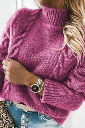 Twist Knit Turtleneck Long Sleeve Pullover Sweater
