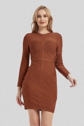 Summer Sparkle: Bandage Mini Full Sleeve Neck Back Zip Bodycon Celebrity Club Dress