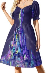 Enchanted Princess Castle Long Sleeve Evening Dress