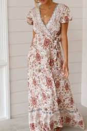 Vintage Chic Floral Boho Maxi Beach Sundress