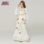 Embroidered V-Neck Batwing Sleeve Boho Plus Size Maxi Dress