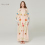 Embroidered V-Neck Batwing Sleeve Boho Plus Size Maxi Dress