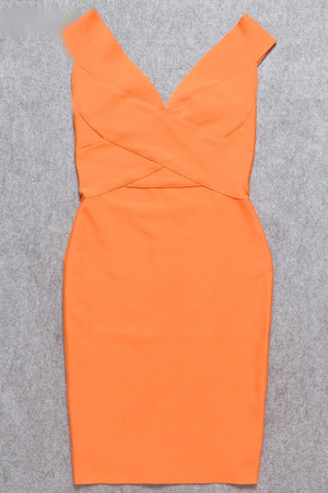 Deep Neck Knitted Bodycon Knee Length Tank Bandage Dress