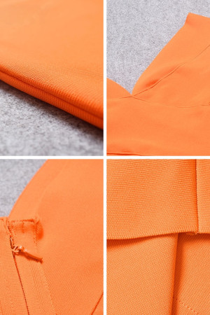 Deep Neck Knitted Bodycon Knee Length Tank Bandage Dress