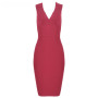 Deep Neck Knitted Bodycon Knee Length Tank Bandage Dress