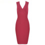Deep Neck Knitted Bodycon Knee Length Tank Bandage Dress