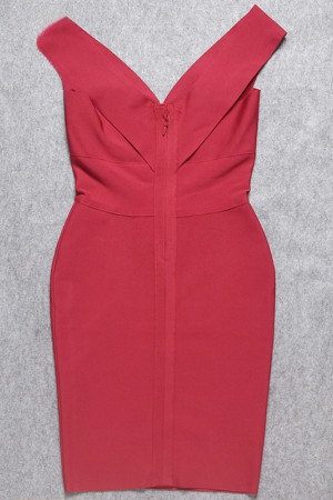 Deep Neck Knitted Bodycon Knee Length Tank Bandage Dress