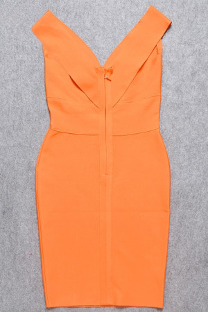 Deep Neck Knitted Bodycon Knee Length Tank Bandage Dress