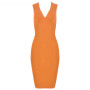 Deep Neck Knitted Bodycon Knee Length Tank Bandage Dress