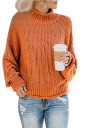 Turtleneck Long Sleeve Loose Knit Sweater