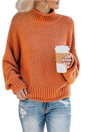 Turtleneck Long Sleeve Loose Knit Sweater