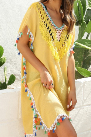 Chiffon Tassel Fringe Beach Cover Up Dress