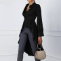 Plus Size Asymmetrical Lantern Sleeve Button Down Tunic Blouse