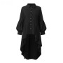 Plus Size Asymmetrical Lantern Sleeve Button Down Tunic Blouse