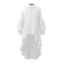 Plus Size Asymmetrical Lantern Sleeve Button Down Tunic Blouse
