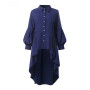 Plus Size Asymmetrical Lantern Sleeve Button Down Tunic Blouse