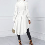 Plus Size Asymmetrical Lantern Sleeve Button Down Tunic Blouse