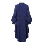 Plus Size Asymmetrical Lantern Sleeve Button Down Tunic Blouse