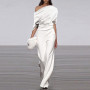 Off Shoulder Short Sleeve Wide Leg Romper