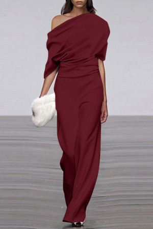 Off Shoulder Short Sleeve Wide Leg Romper