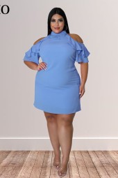 Fashionably Flirty: Plus Size Off Shoulder Mini Dress for Summer Club Wear