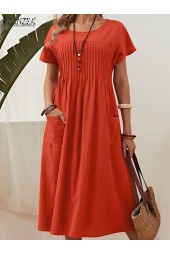 Elegant Midcalf Solid Summer Sundress for Casual Holidays