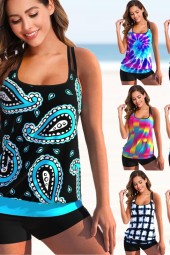 Beach Bliss: Multicolor Tankini Monokini Bikini Set