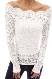 Hollow Out Off Shoulder Lace Blouse