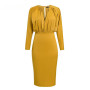 Mock Neck Batwing Sleeve High Waist Bodycon Midi Dress
