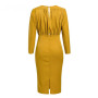 Mock Neck Batwing Sleeve High Waist Bodycon Midi Dress