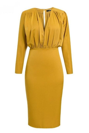 Mock Neck Batwing Sleeve High Waist Bodycon Midi Dress