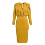 Mock Neck Batwing Sleeve High Waist Bodycon Midi Dress