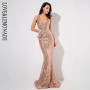 Geometric Sequin Deep V-Neck Sleeveless Maxi Dress