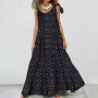 Bohemian Bow Neck Long Sleeve Plus Size Maxi Dress