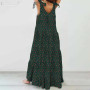 Bohemian Bow Neck Long Sleeve Plus Size Maxi Dress