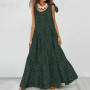 Bohemian Bow Neck Long Sleeve Plus Size Maxi Dress