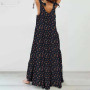 Bohemian Bow Neck Long Sleeve Plus Size Maxi Dress
