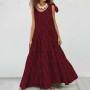 Bohemian Bow Neck Long Sleeve Plus Size Maxi Dress