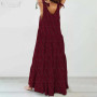 Bohemian Bow Neck Long Sleeve Plus Size Maxi Dress