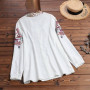 Bohemian Round Neck Long Sleeve Plus Size Tunic Blouse