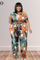 Summer-Ready Plus Size Jumpsuit: Slash Neck Romper with Sashes